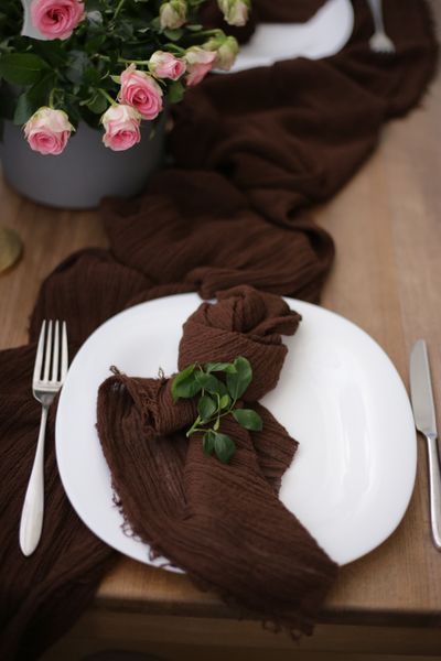 Текстильна марлева серветка сервірувальна VTILENE  Chocolate GN-1003008 &mdash; декор для весільного столу та фотосесій VTILENE studio